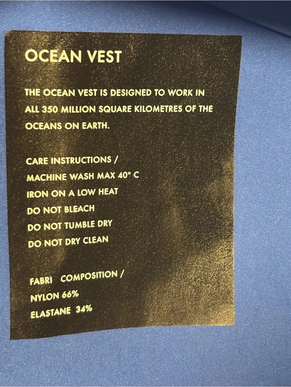 Vollebak Ocean Vest Royal Blue L/S Sz Large Diving Ocean Sports Extreme